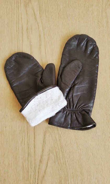 Рукавицы варежки женские кожаные