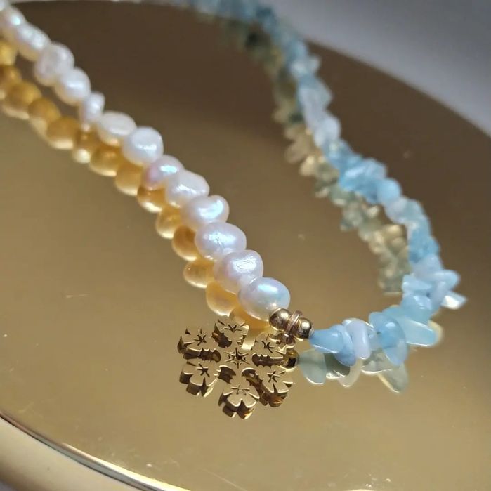 Naszyjnik z kamienia naturalnych i pereł