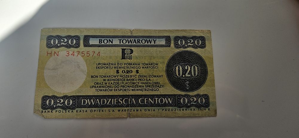 Bo towarowy PeKaO 20 centów z 1979 roku