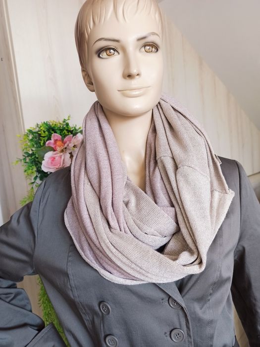 Sg Szal szalik tuba beżowy wpadający w brudny róż