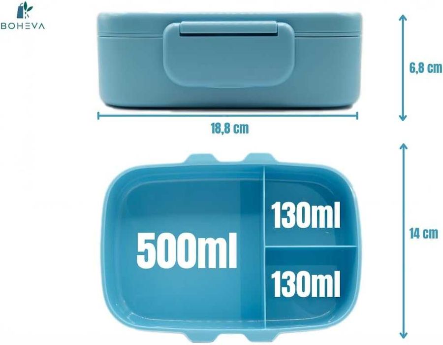 Lunchbox Boheva – Trzykomorowy Pojemnik Śniadaniowy + Sztućce