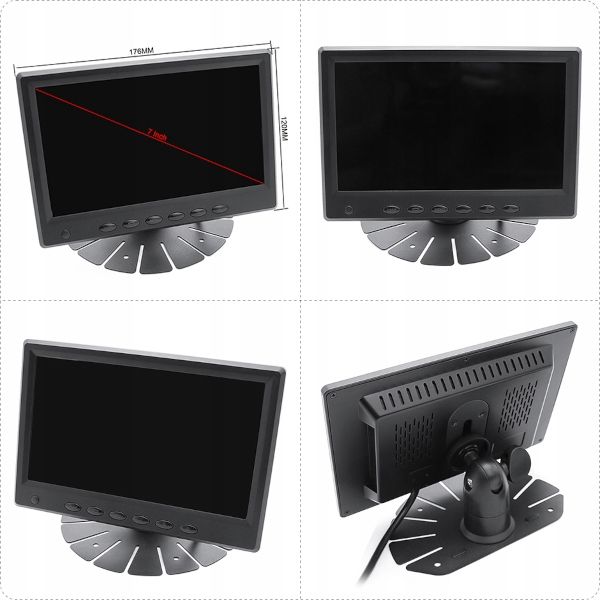 MONITOR 7" 2x Kamera AHD DVR 1080p 7 cali do Busa Tira Kampera Koparki