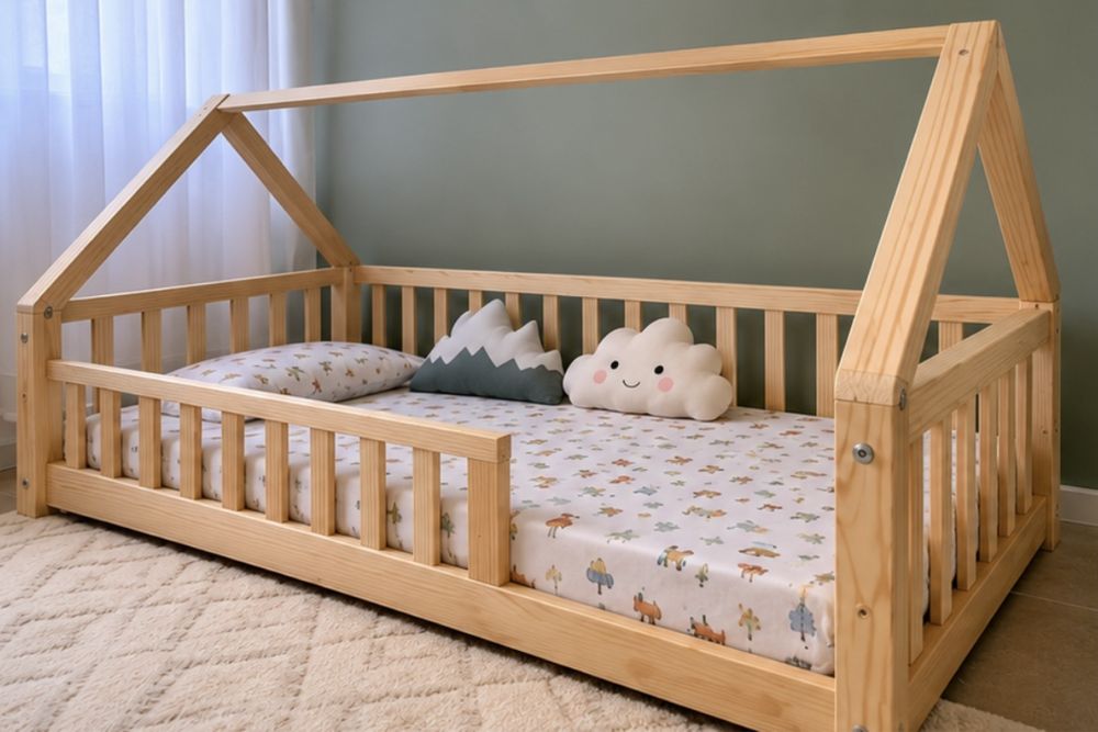 Cama Montessori Infantil em Madeira de Pinho  — NOVA