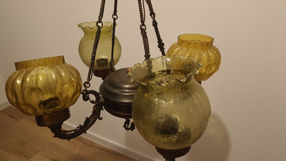 Żyrandol mosiężny lampa antyk