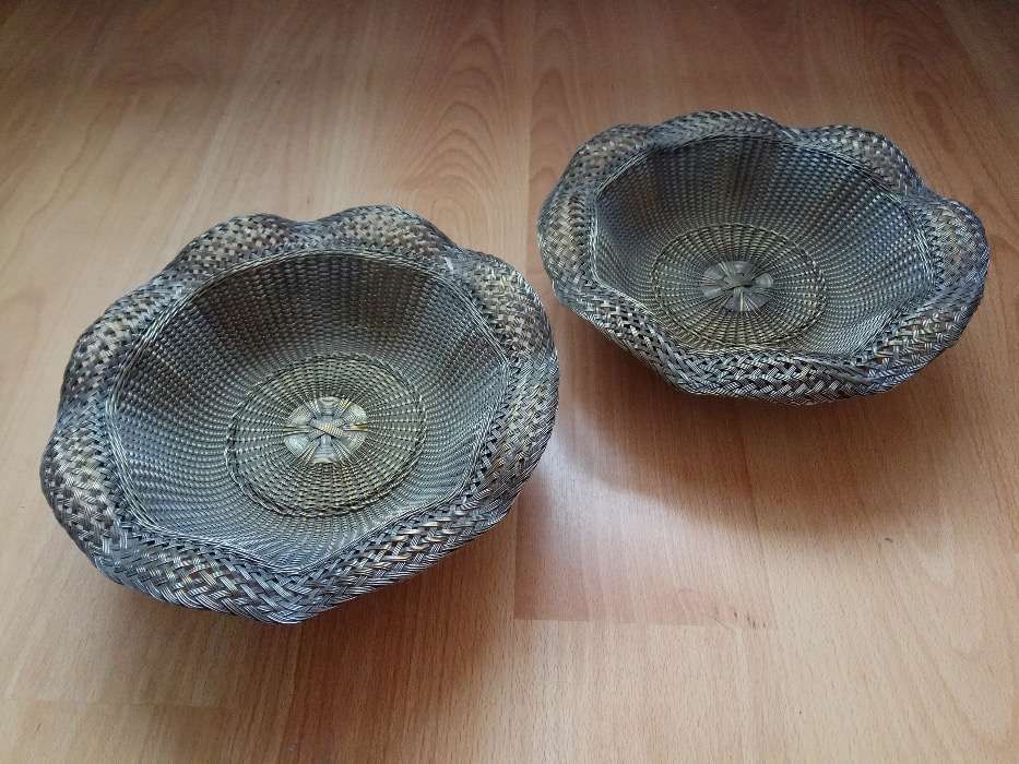 2 Centros / Cestos Vintage em Metal (Técnica de Cestaria)