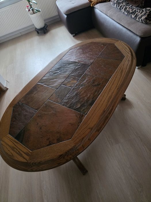 Ława stół dąb +kamień