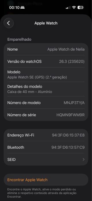 Apple Watch SE de 2.ª geração (GPS, 40 mm)