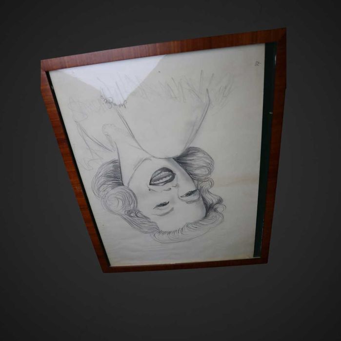Obraz Szkic Marilyn Monroe sygnowany stara ramka B41