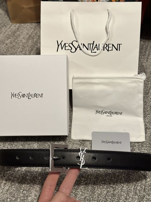 Pasek Ysl 90cm Czarny ze skory