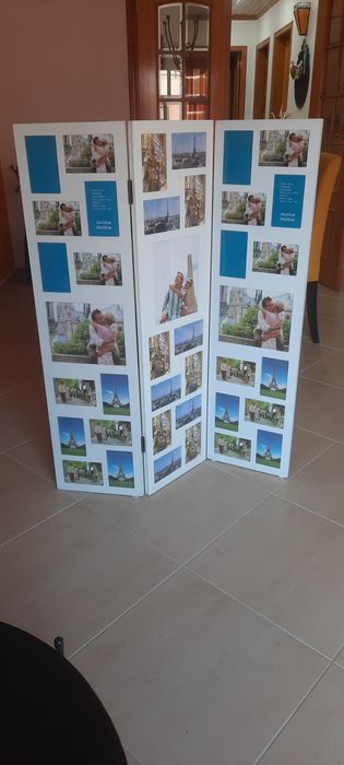 Porta fotografias em forma de biombo em branco medidas 90cm x112 cm