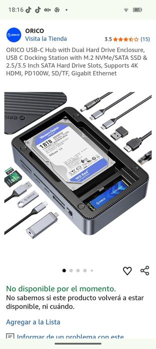 ORICO D35M2 USB-C Док-станція 10-в-1 для M.2 NVMe/SATA SSD і 2.5″/3.5″