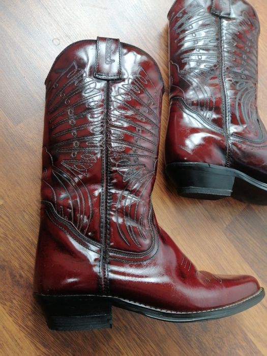 Сапоги boots ковбойские козаки красные кожа 36 корпоратив ковбой носок