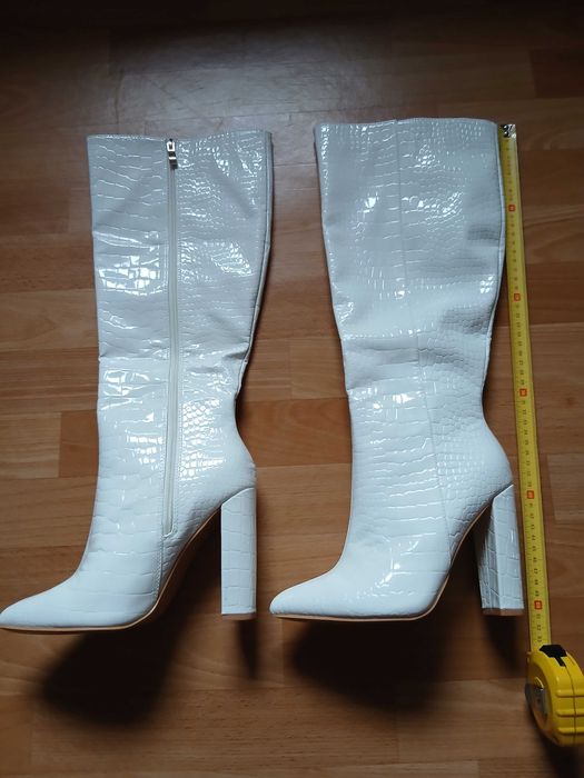 Kozaki damskie białe 38