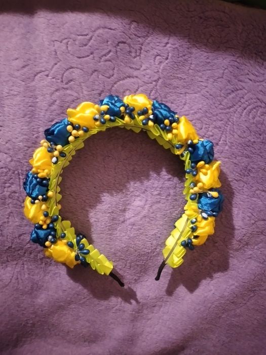 Обруч-віночок на голову жовто-блакитний, патріотичний.