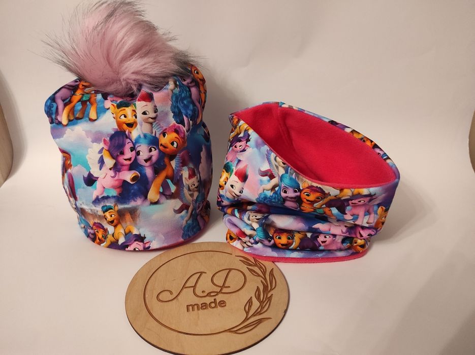 Komplet czapka komin ocieplany My little pony Pompon