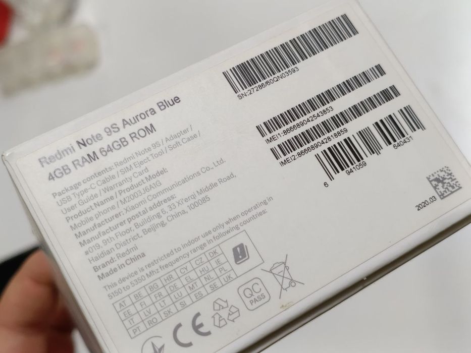 Xiaomi Redmi Note 9S 6/64gb, 6.7", Amoled Snapdragon 720g