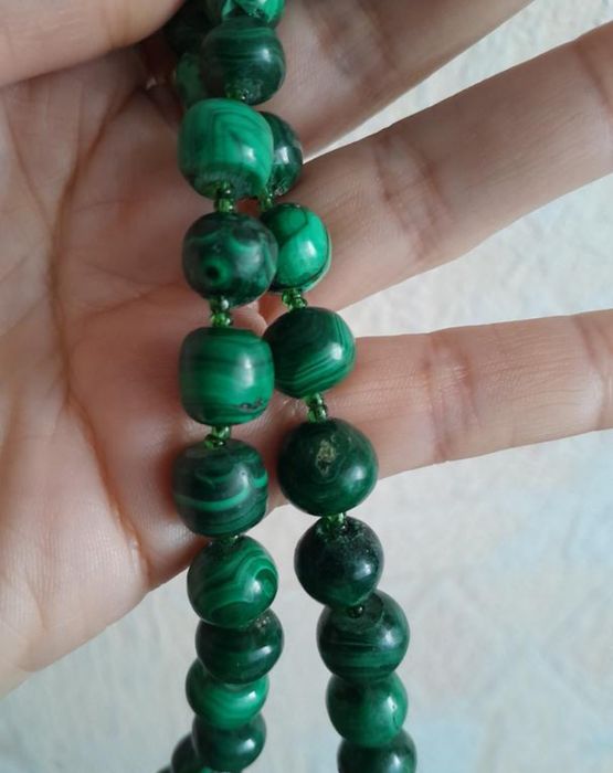 винтаж ссср советские малахит натуральный бусы колье ожерелье чокер,