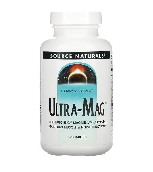 Source Naturals, Магний, Магне В6, Ultra-Mag, таблетки, капсулы