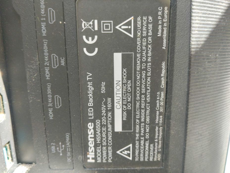 smart TV hisense 55", écran partido