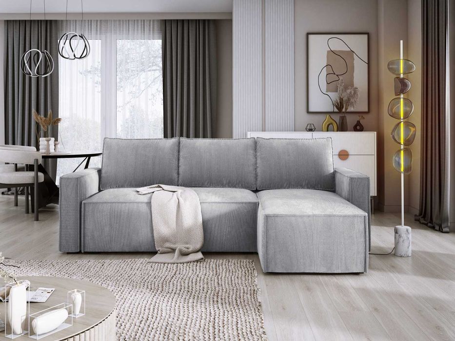 Narożnik sztruksowy z funkcją spania KENZO! Kolory do wyboru!