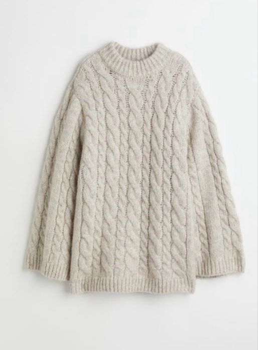 Светр з косами оверсайз h&m alpaca blend