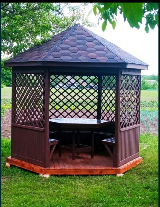 Виробництво дерев’яних бесідок. ДОСТУПНІ БЕСІДКИ ПІД КЛЮЧ