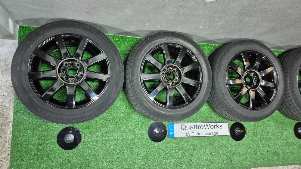 4 Jantes 16 Polegadas Dupla Furacao 5x100 e 5x112 Sline Preto Brilho com Pneus 205/55R16