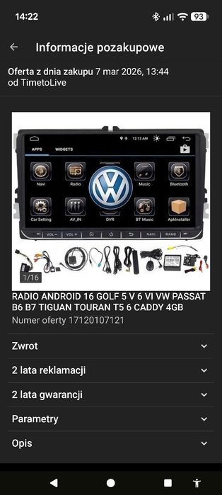 Radio android do vw