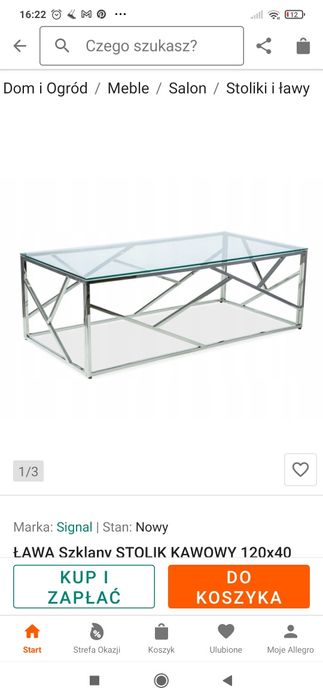 Konsola i ława chrom