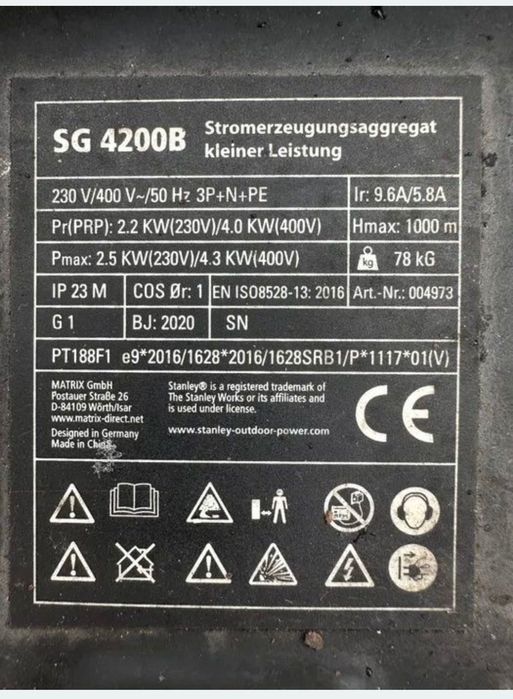 Продам генератор Stanley SG4200B
