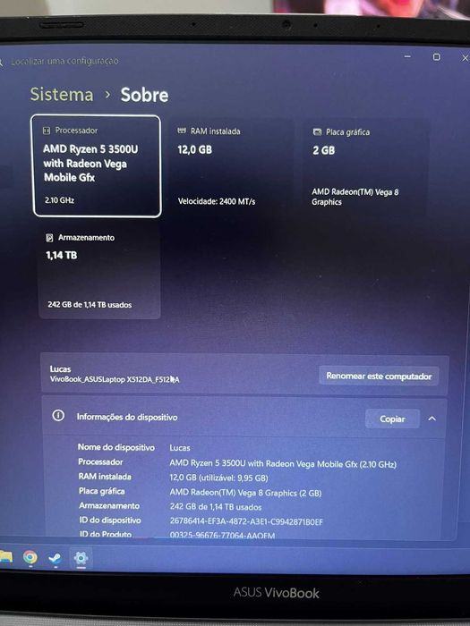 notbook asus vivoBook