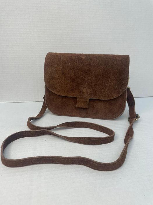 Nowa torebka włoska skórzana skóra naturalna zamsz brązowa listonoszka