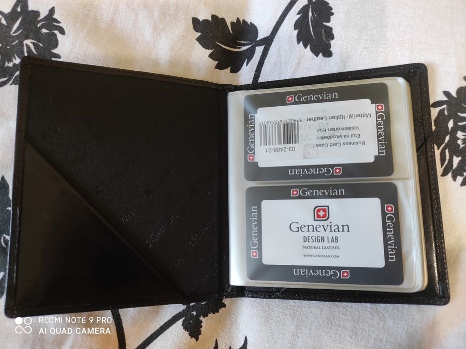 GENEVIAN eleganckie skórzane etui na wizytówki/karty kredytowe. TANIO!