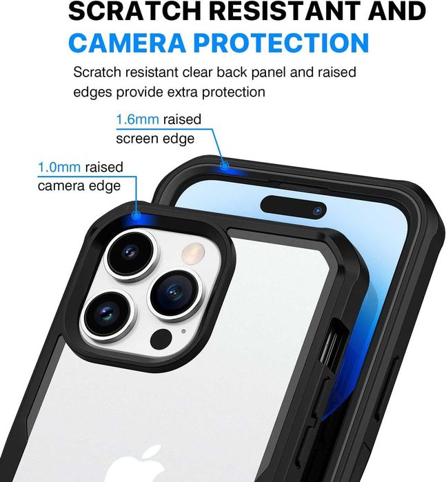 CENHUFO etui iPhone 14 Pro pancerne etui magsafe 360 + szkło na aparat