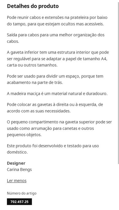 Secretária HEMNES + Aparador Branca