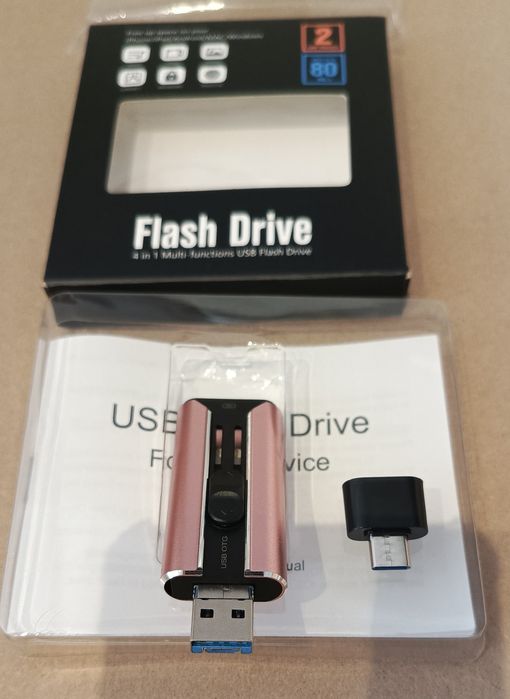 Pamięć USB do telefonu 256 GB, dysk flash 4w1 z portem iOS/USB.