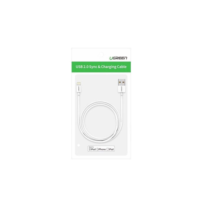 Ugreen kabel przewód USB - Lightning MFI 1m 2,4A biały