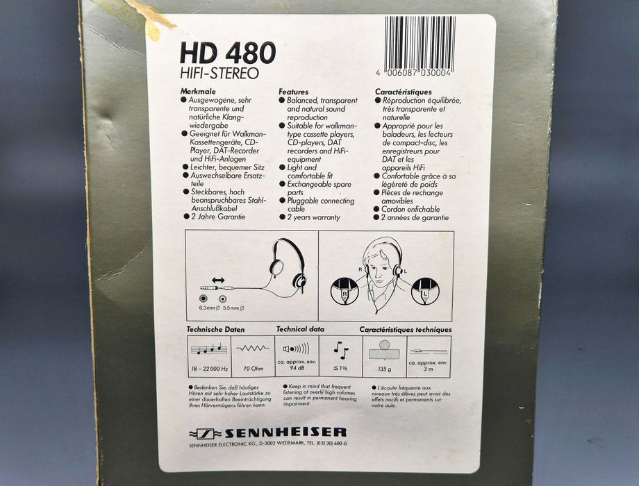 Słuchawki kolekcjonerskie SENNHEISER HD-480 Germany lata'80 Nowe pady