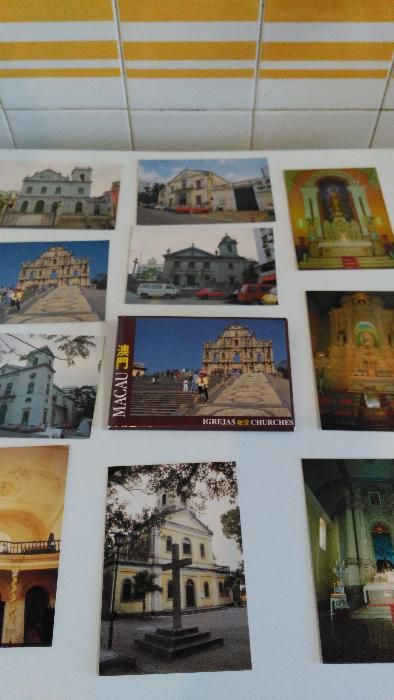 Postais de Macau 3 carteiras Profissões/Igrejas/sitios 10 unid.cada