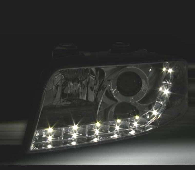 FARÓIS AUDI A6 4B 01-04 LUZ DIURNA LED FUNDO CROMADO
