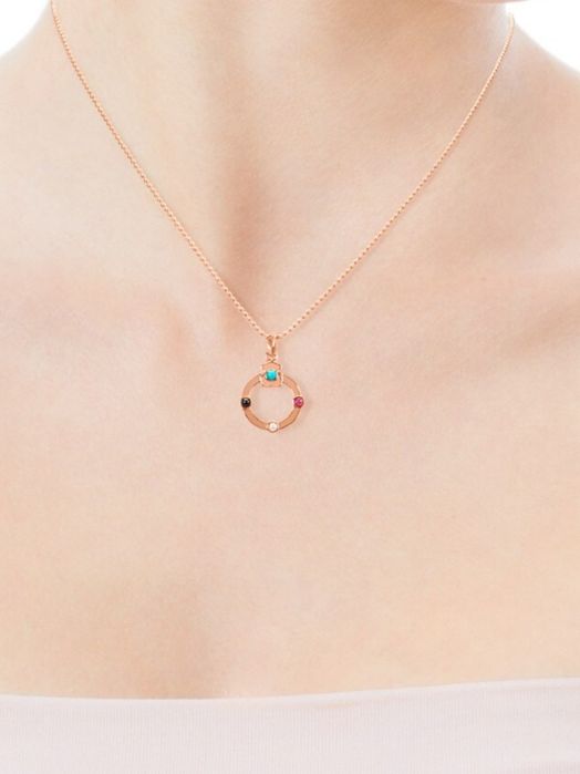 Komplet biżuterii z misiem różowe srebro vermeil 925 z kamieniami