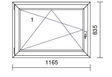 Okno PCV kol. biały, szer. 1165 x wys. 835 - LEWE - PRAWE - 120x90