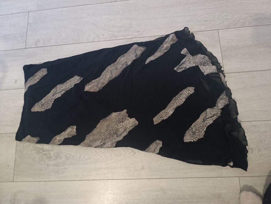 Spódnica maxi asymetryczna czarna wiskoza włoska 38 40 m