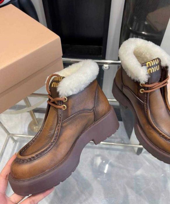 Botki trapery na futerku Miu Miu! Skórzane i zamszowe! Premium 36-41