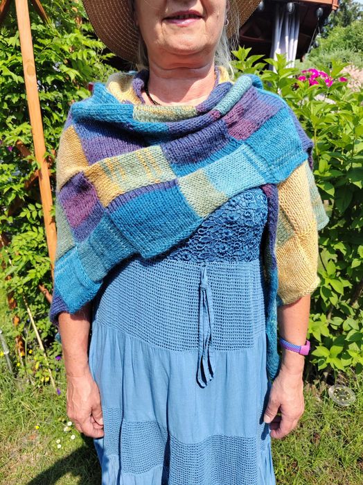 Chusta trójkątna szal wełna merino HANDMADE