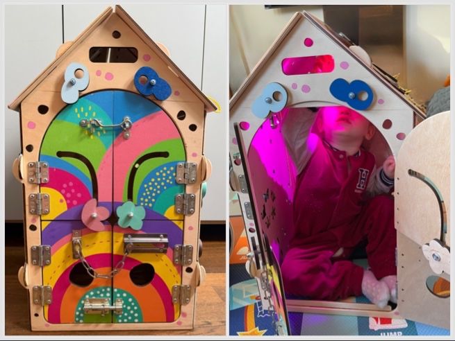 MEGA Domek 6w1 duża tablica kostka manipulacyjna Montessori nowe1600zł