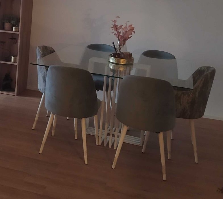 Conjunto de mesa de jantar com 6 cadeiras
