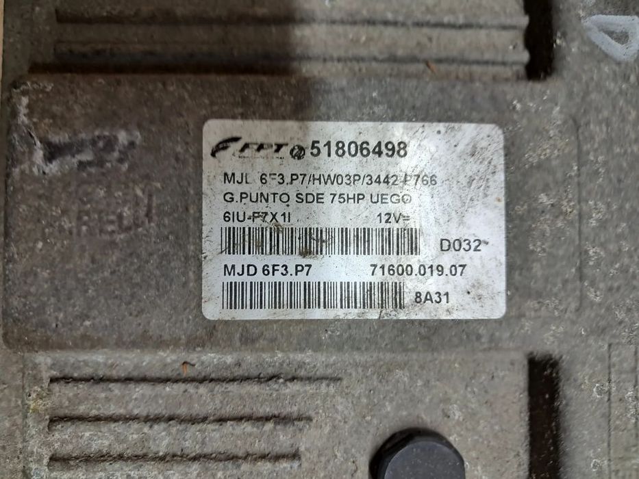fiat grande punto 1.3 diesel sterownik silnika 51806498