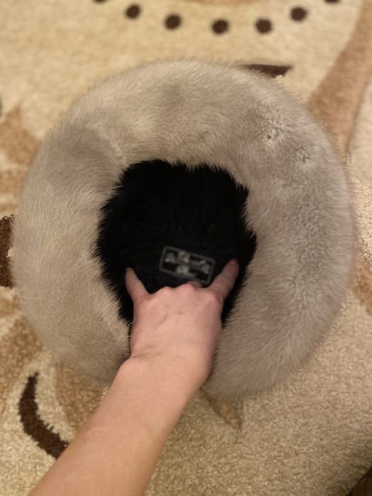 Капор голуба норка і шкіра кожа женская шапка ж