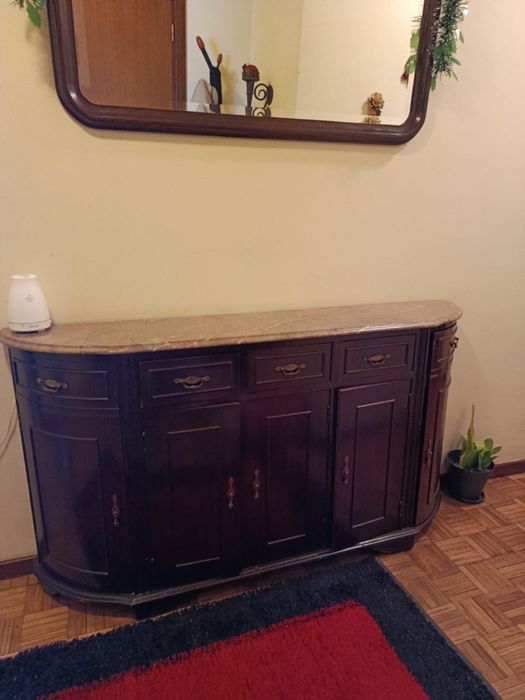 Vendo movel antigo madeira maciça com tampo em pedra e espelho